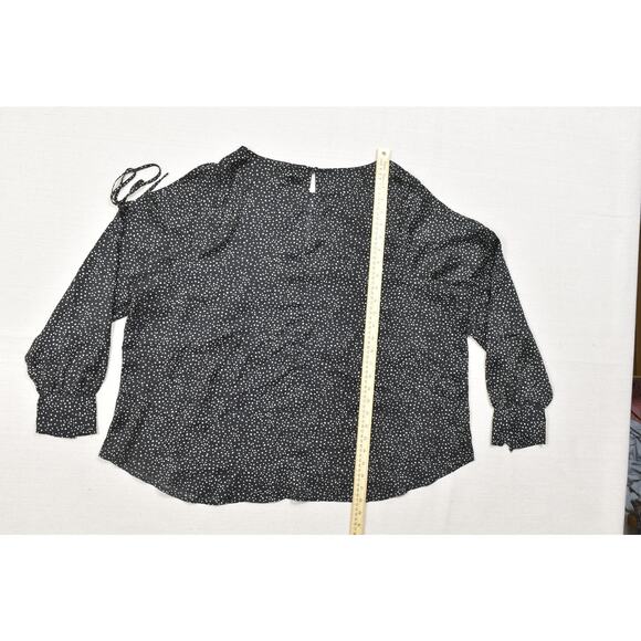 Lane Bryant Black White Polka Dot Blouse Plus Size 24 Long Sleeve Top - Picture 5 of 8